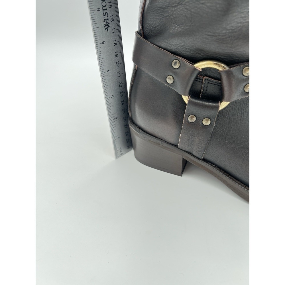 Sundance Italy Black Leather Tall Riding Boots Buckle Women's Made In Italy 8 - Picture 5 of 13